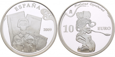 Испания 10 евро 2009 Сальвадор Дали, портрет Пикассо (1925 год) KM 1210 серебро PROOF 11-311-14