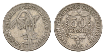 Западная Африка (BCEAO) 50 франков 1982 KM 6 медно-никель 4655-825