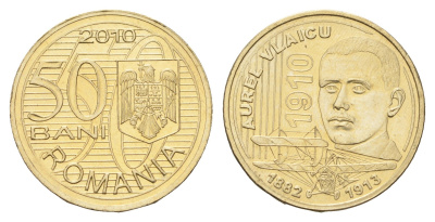 Румыния 50 бань (бани) 2010 100 лет первому полету Аурела Влайка KM 259 никель латунь UNC 4662-251