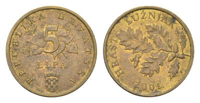 Хорватия 5 лип 2001 нечетный год KM 5 сталь плакированная латунью 4659-668