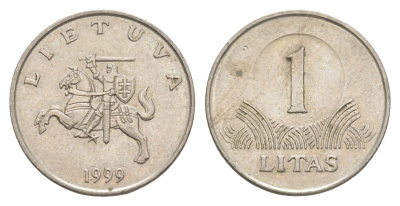 Литва 1 лит 1999 KM 111 медно-никель 4566-724