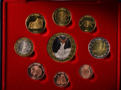 Гренландия евронабор из 9 монет (с 5 евро) 2004 пробники, PROBA, в оригинальной коробке, с сертификатом    PROOF  4-3-4-04