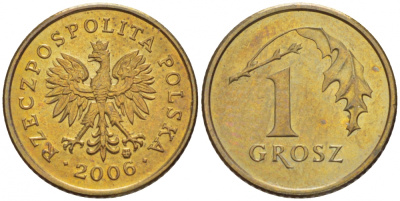 ПОЛЬША 1 ГРОШ 2006 MW KM 276 латунь UNC 4516-1051