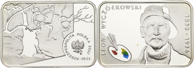 Польша 20 злотых 2007 Польские художники XIX-XX вв. Леон Ян Вычулковский, цветная эмаль KM 891 серебро PROOF 4-5-3-11