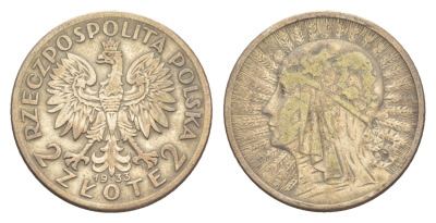 Польша 2 злотых 1933 Голова Полонии Y 20 серебро 4626-644
