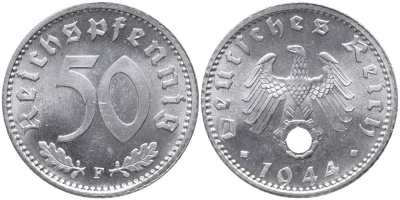 Германия 50 рейхспфеннигов 1944 F J. 372, KM 96 алюминий  UNC  00-822-35
