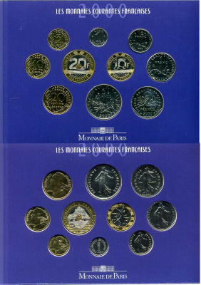 Франция официальный набор из 10 монет 2000 в оригинальном буклете KM MS17   UNC  00-00