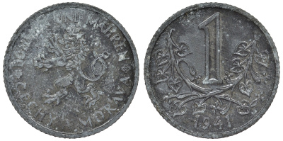 Богемия и Моравия 1 крона 1941 германский протекторат KM 4 цинк 4121-123