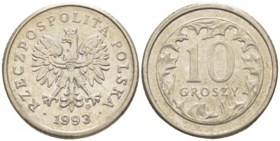 ПОЛЬША 10 ГРОШЕЙ 1993 MW KM 279 медно-никель 112-1236