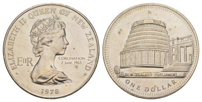 Новая Зеландия 1 доллар 1978 25 лет коронации Елизаветы II KM 47 медно-никель UNC 4386-224