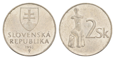 Словакия 2 кроны 1993 MK KM 13 сталь плакированная никелем 4563-646