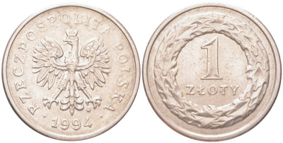 Польша 1 злотый 1994 Y 282 медно-никель 4122-652