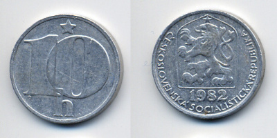 Чехословакия 10 геллеров 1982 KM 80 алюминий 36-1221