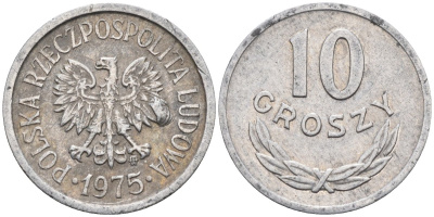 Польша 10 грошей 1975 MW, Народная Республика KM АА47, Parchimowicz 206n алюминий 4580-622