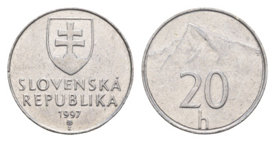 Словакия 20 геллеров 1997 KM 18 алюминий aUNC 4659-552