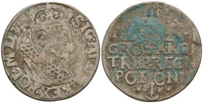 Польша, Эльбинг трояк (3 гроша) 1622 Сигизмунд III Ваза (1587-1632), Монетный двор Краков, герб "Сас" - управляющий монетного двора Миколай Данилович в 1616-1624 Iger K.22.1.a, KM 31 серебро 4160-265