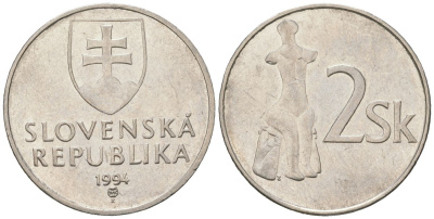 Словакия 2 кроны 1994 MK KM 13 сталь плакировнная никелем 183-1251