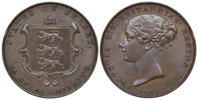 Джерси 1/26 шиллинга 1844 Виктория (1837-1901) KM 2 медь aUNC 00-805-42