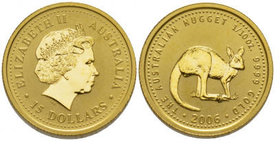 Австралия 15 долларов 2006 серия Австралийская фауна, серый кенгуру, тираж 2500 экземпляров KM 954 золото PROOF 10-014-44