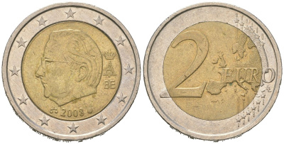 Бельгия 2 евро 2008 BE, Альберт II (1993-2013) KM 281 биметалл 110-454