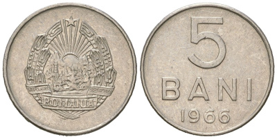 Румыния 5 бань 1966 KM 92 сталь плакированная никелем 99-855