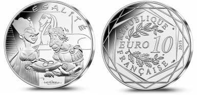 Франция 10 евро 2015 серия Астерикс и свобода, Юлий Цезарь (Julius Cesar) и Клеопатра (Cleopatra), в оригинальном буклете KM NEW серебро UNC 1-4-3-29