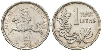 Литва 1 лит 1925 KM 76 серебро 4615-121