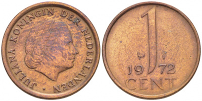 Нидерланды 1 цент 1972 Юлиана (1948-1980) КМ 180 бронза 3718-147
