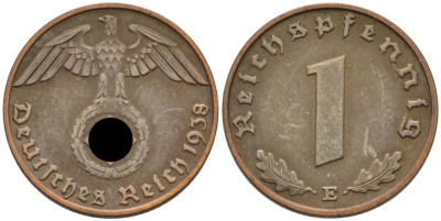 Германия 1 рейхспфенниг 1938 E KM 89, J. 361 бронза 4567-1059