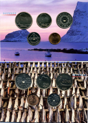 Норвегия набор из 5 монет 2000 запайка, картонный буклет KM MS 58 UNC 4-4-1-17