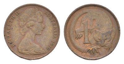 Австралия 1 цент 1979 Елизавета II (1952-2022), молодой портрет, опоссум KM 62 бронза 4655-1216