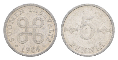 Финляндия 5 пенни 1984 KM 45a алюминий 4647-317