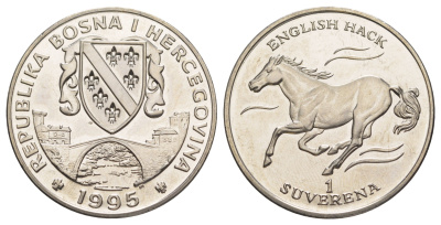 Босния и Герцеговина 1 суверен 1995 Лошади - Английский хакнэ KM 49 медно-никель BU 1082-9-73