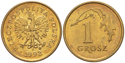 ПОЛЬША 1 ГРОШ 1992 MW KM 276 латунь 4528-817