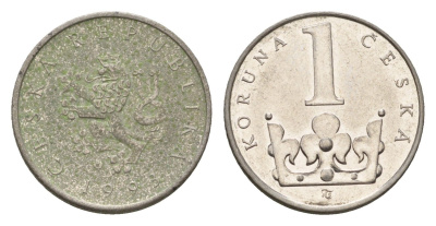 Чехия 1 крона 1993 KM 7 сталь плакированная никелем 192-632
