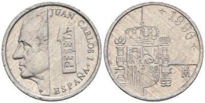 Испания 1 песета 1996 M, Хуан Карлос I (1975-2014) KM 832 алюминий 4602-1165