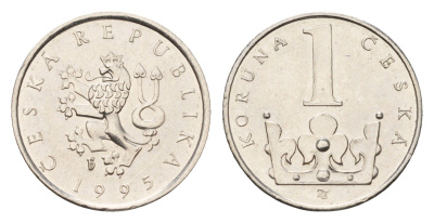 Чехия 1 крона 1995 KM 7 сталь плакированная никелем 192-811