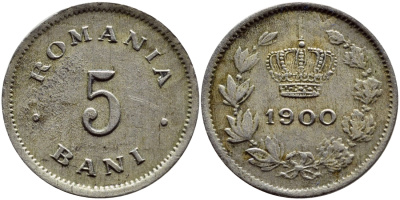 Румыния 5 бани 1900 Кароль I (1881-1914) KM 28 медно-никель 3458-251