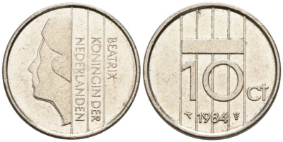 Нидерланды 10 центов 1982 Беатрикс (1980-2013) KM 203 никель 4567-559
