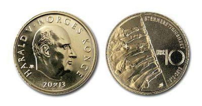 Норвегия 10 крон 2013 100 лет избирательному праву KM 488 медно-цинк-никель UNC 95-415