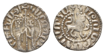 Киликийская Армения трам 1226-1271 Хетум I и царица Забель, держат крест/лев с патриаршим крестом  серебро    1516-512