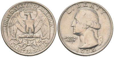 США 25 центов = квотер = 1/4 доллара 1979 Джордж Вашингтон KM 164a медь плакированная медно-никелем 190-1252