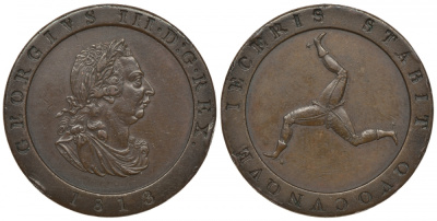 Остров Мэн 1/2 пенни 1813 Георг III KM 10 медь 00-805-41