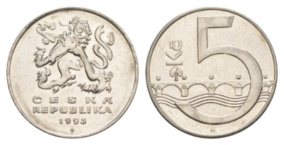 Чехия 5 крон 1993 KM 8 сталь плакированная никелем 4633-715