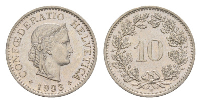 Швейцария 10 раппенов 1993 B KM 27 медно-никель 4625-853