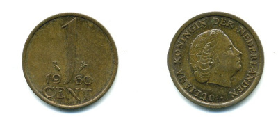 Нидерланды 1 цент 1960 Юлиана (1949-1980) KM 180 бронза 76-257