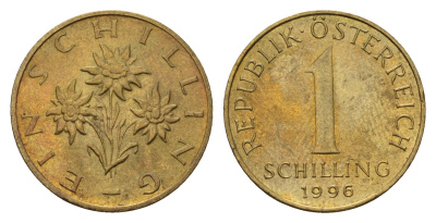 Австрия 1 шиллинг 1996 KM 2886 алюминиевая бронза 201-339