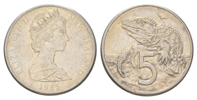 Новая Зеландия 5 центов 1985 KM 34 медно-никель 4627-838