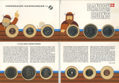 Дания набор из 6 монет 1988 Маргрете II, официальный набор в картонном буклете UNC 2-6-3-16