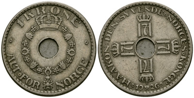 Норвегия 1 крона 1926 Хокон VII (1905 - 1957) KM 385 медно-никель 4584-712